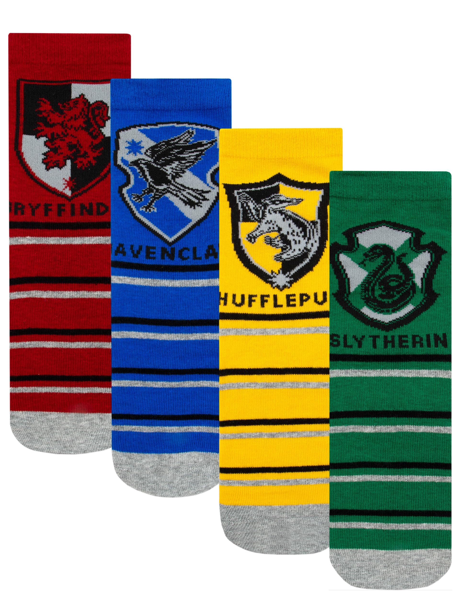 Harry Potter Socks 4 Pack | Ravenclaw, Hufflepuff, Slytherin, Gryffindor Socks For Kids | Boys Novelty Socks | Multicolour 6-8
