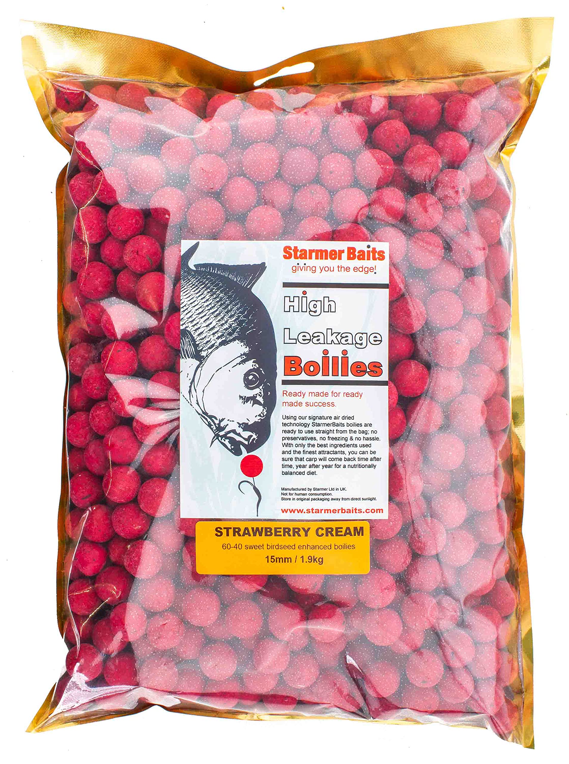 STARMER aquatic feed Boilies 15mm 1.9kg / Strawberry cream