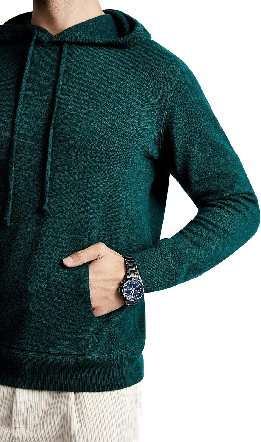 BEYOND FASHION Men's Sweater Pocket Hoodie Pullover - 100% Pure Cashmere - Image 5