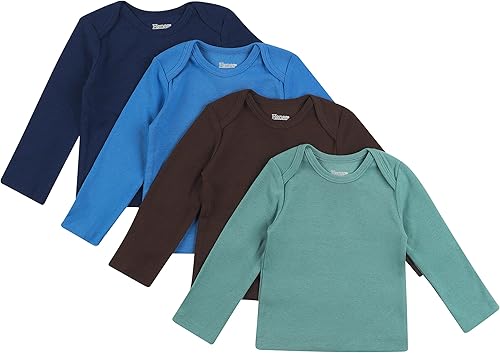 Hanes Camiseta de manga larga para bebé, camiseta de punto Ultimate Flexy para niños y niñas, paquete de 4