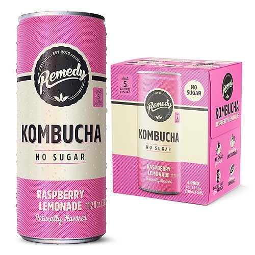 Remedy Kombucha Tea Organic Drink - Bebida orgánica sin azúcar, keto, vegana, sin OMG, sin gluten y baja en calorías, bebida viva espumosa con