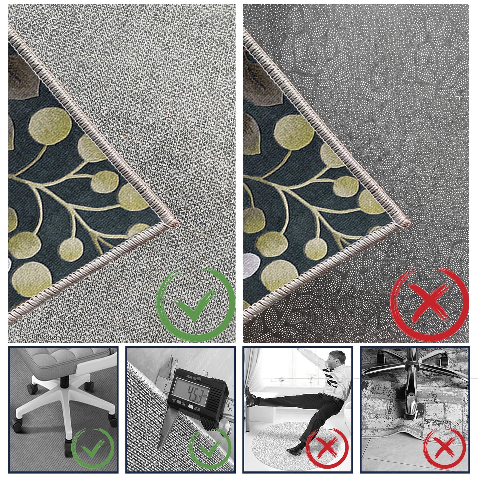Dywan Krzesło biurowe do gier Wielofunkcyjne krzesło ochronne do domu prostokątny antypoślizgowy dywanik ochronny do parkietu, płytek i podłóg 120 x 140 cm
