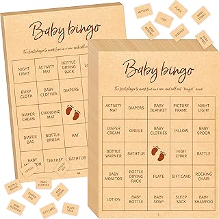 Gethelud Baby Shower Bingo Game, 50 Bingo Cards Perforated Calling Cards...