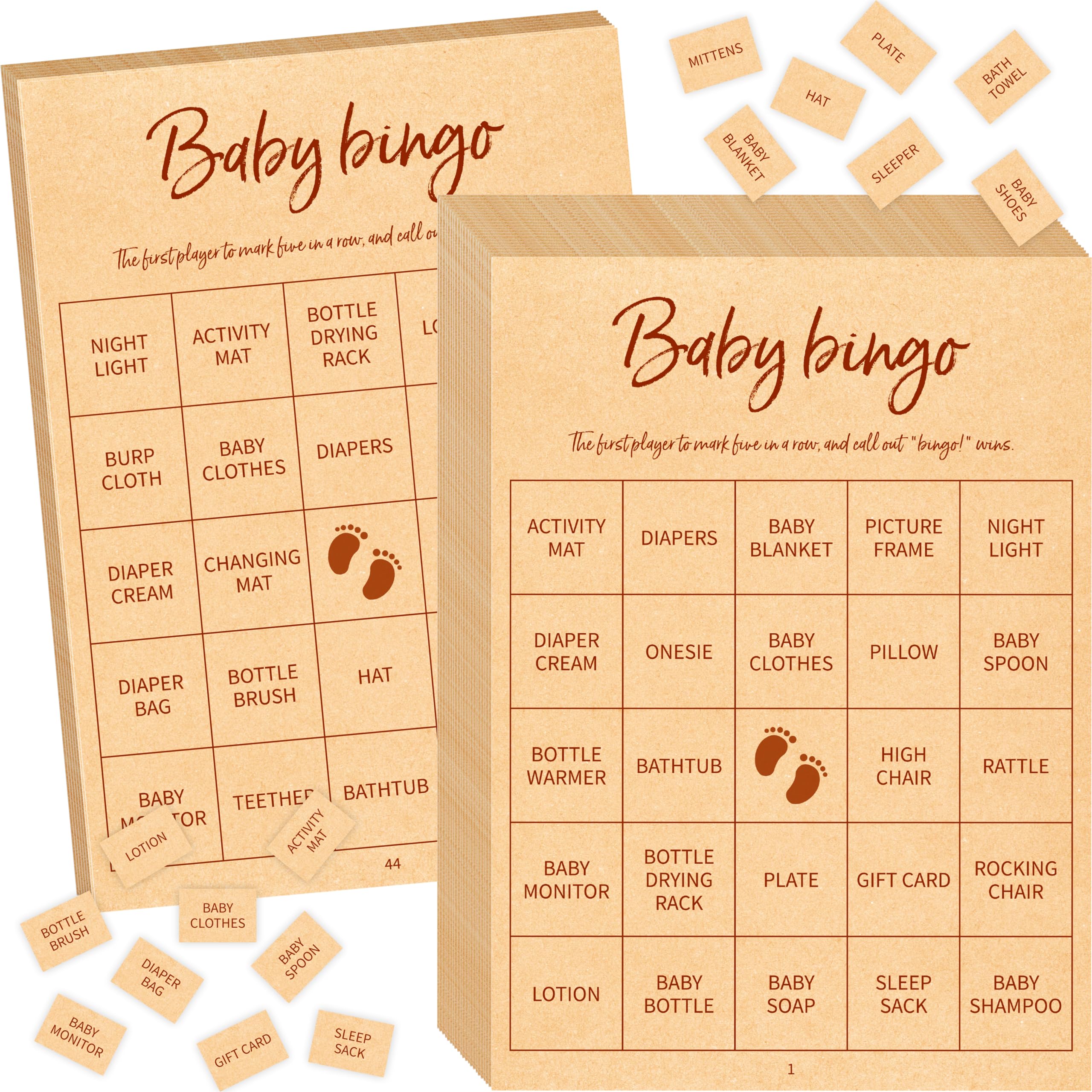 Baby Shower Bingo Game, 50 Bingo Cards Perforated Calling Cards Bingo Games for Baby Shower, Bridal Wedding Shower