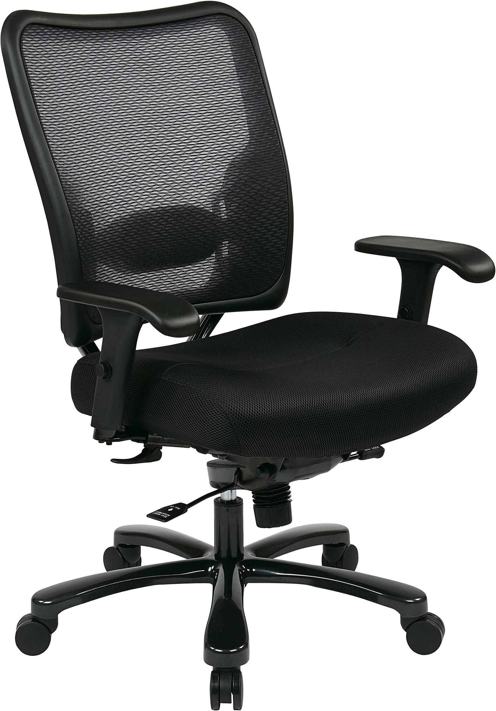 75 Series Air Grid Big and Tall Deluxe Ergonomic Office Chair with Thick Padded Seat and 400 lb. Limit, Black