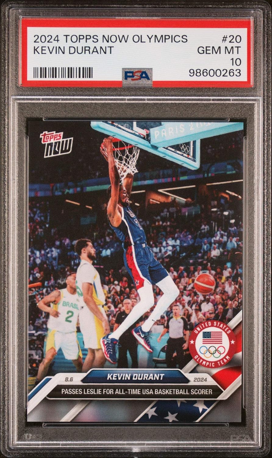 Graded 2024 Topps Now Olympics Kevin Durant #20 Basketball Card PSA 10 Gem Mint