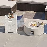 Vista 8 de SUNBURY Mesa de fuego de propano para exteriores de 42 pulgadas, mesa rectangular con tanque de 40,000 BTU, mesa de gas blanca manchada para patio