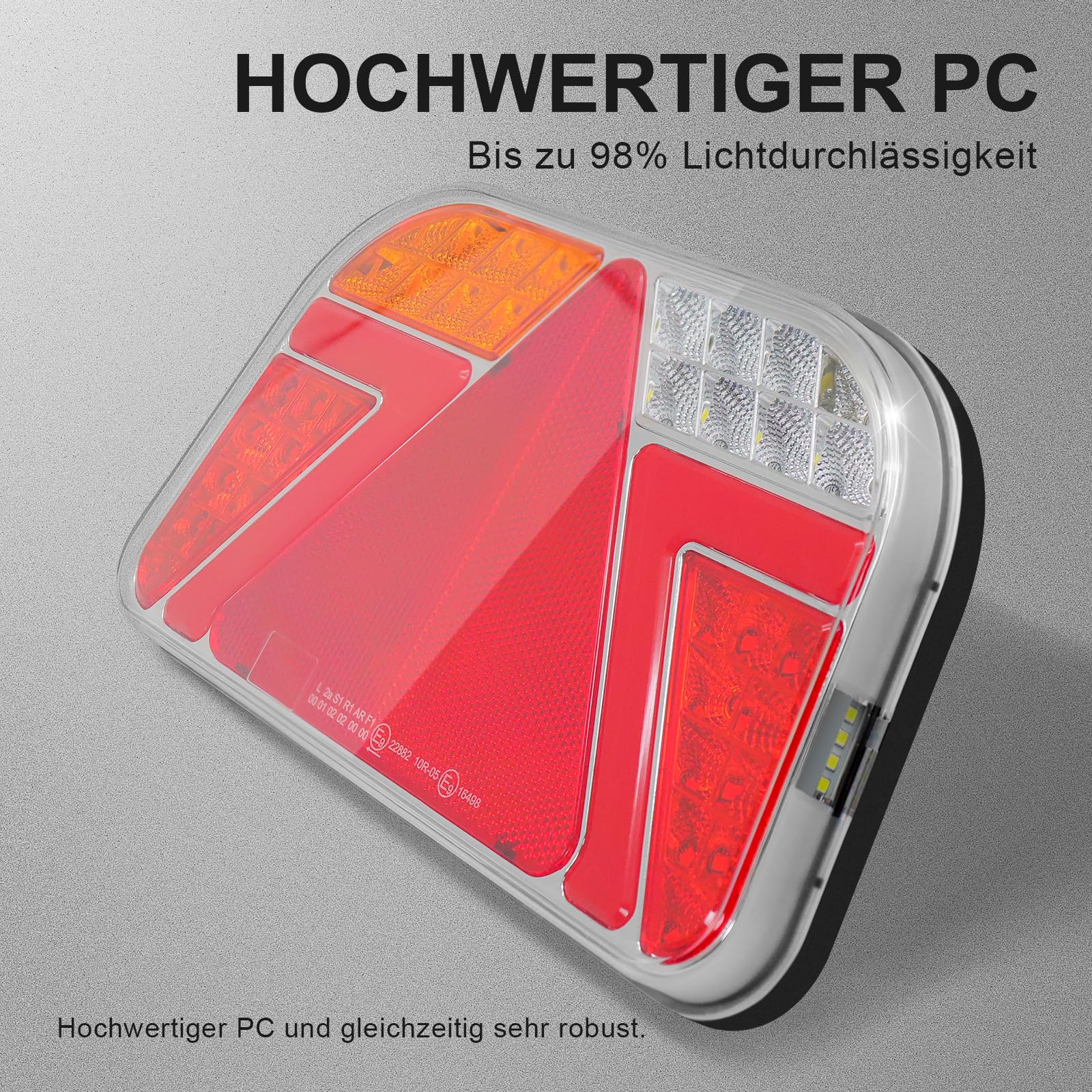 Agrieyes Anhänger Beleuchtung Mit Nebelscheinwerfer, LED Rückleuchten Anhängers Mit Rückfahrscheinwerfer, 12V/24V Anhängerbeleuchtung Rücklicht Heckleuchten für Anhänger Traktor PKW