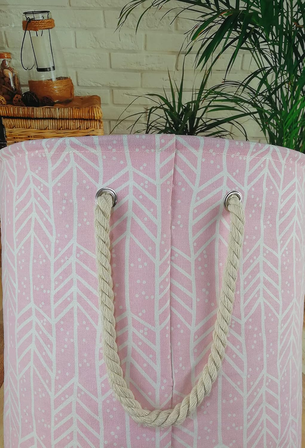 VAIVUSTO Round Laundry Basket, Waterproof Canvas Large Clothes Basket Laundry Hamper with Rope Handles,Cute Cartoon Kids Nursery Hamper for Girls Room,Toy Storage (Pink Arrow) : Baby