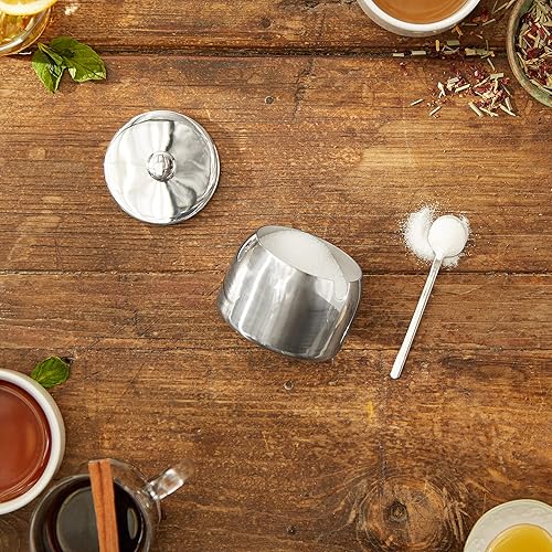 Miniatura 5 de RSVP Recipiente internacional de acero inoxidable con tapa y cuchara de 4.5 pulgadas, capacidad de 8 onzas