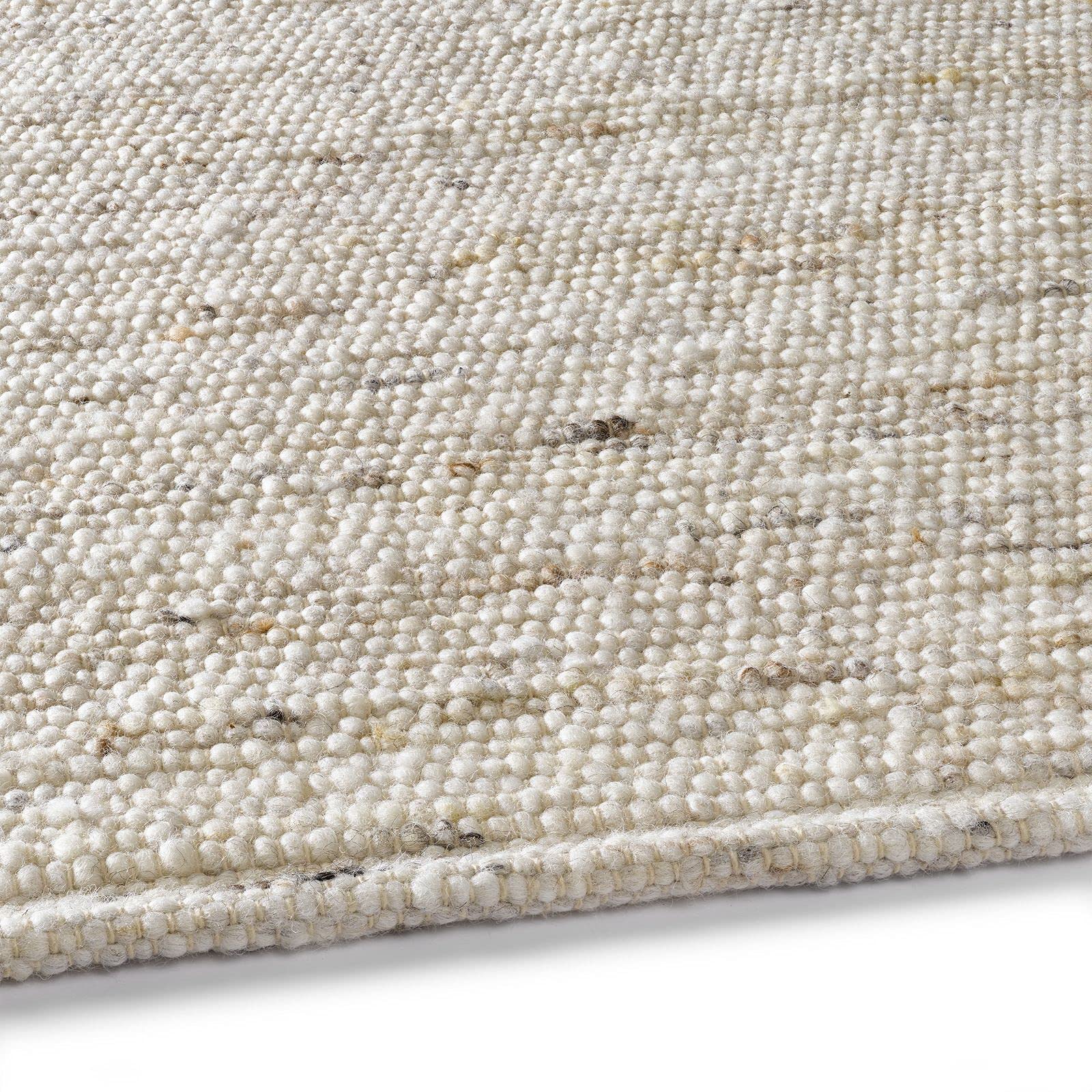 Taracarpet Handweb-Teppich Malmoe Wolle im Skandinavischem Landhaus Design Wohnzimmer Esszimmer Schlafzimmer Flur Läufer beidseitig verwendbar beige 140x200 cm