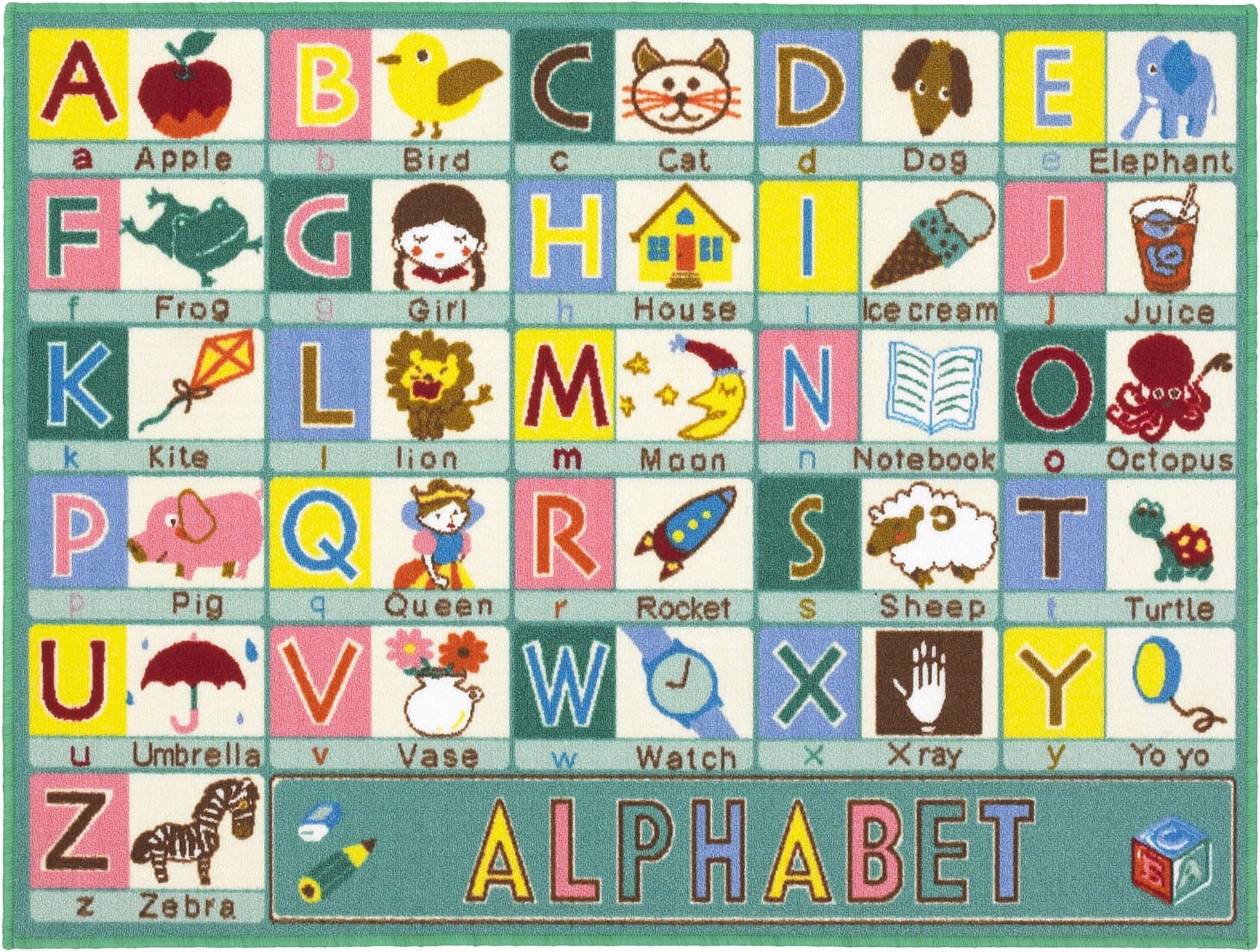 Children's Playtime Educational Alphabet Rug - 'ABC' - 100x133cms (3'3" x 4'4")