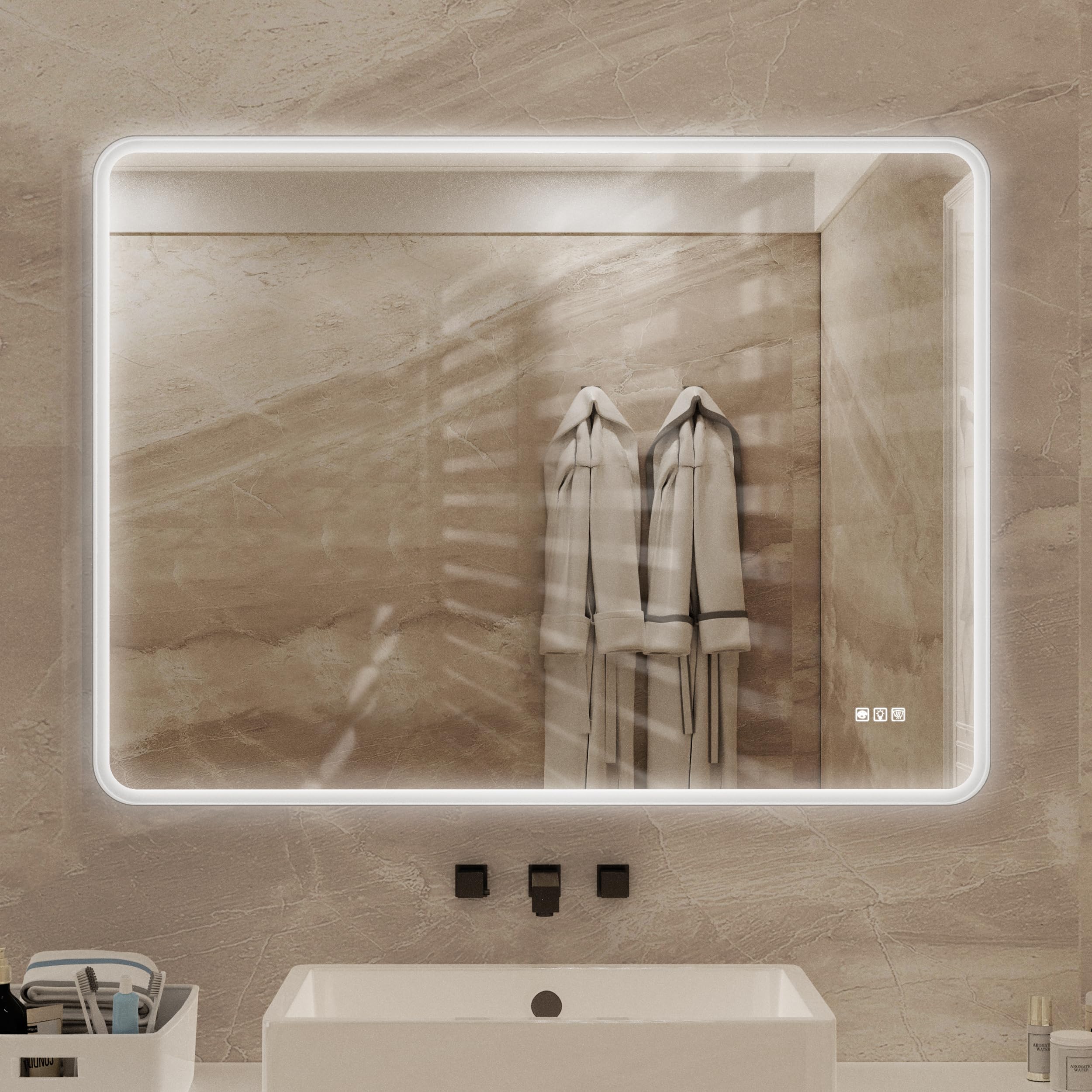48 X 36 Rectangular ed Dimmable Anti Fog LED Wall Bathroom Vanity Mirror Lighted Mirror