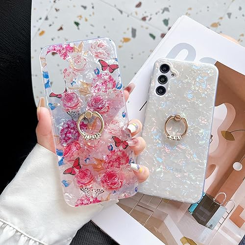 Miniatura 5 de Jmltech Funda para Samsung Galaxy A14 5G con soporte de anillo con soporte de soporte, linda funda híbrida ultra fina de silicona con parte trasera