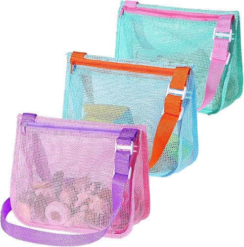 Miniatura 5 de 9 juguetes de playa, incluye 3 bolsas de malla de playa con 3 cubos de arena plegables y 3 palas para playa, piscina, actividades de verano al aire