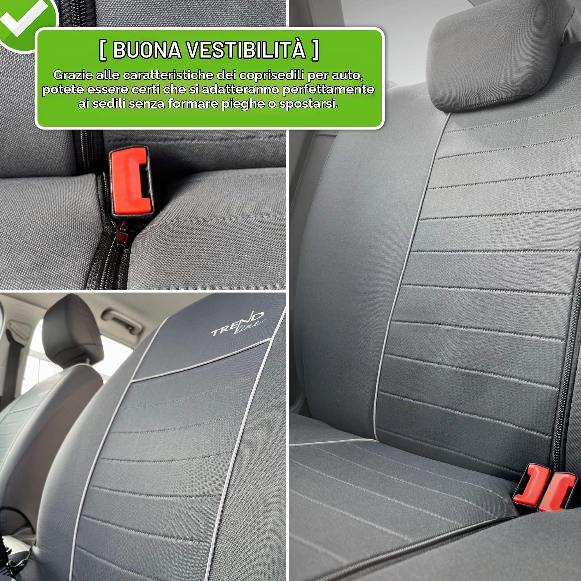 Moltico Coprisedili Auto 2+3 - Set Coprisedili Auto Universale - Tre Strati Copri Sedili per Auto con Zip - Set Coprisedili - Coprisedile Auto Anteriore e Posteriore - Coprisedile Grafite Rosso