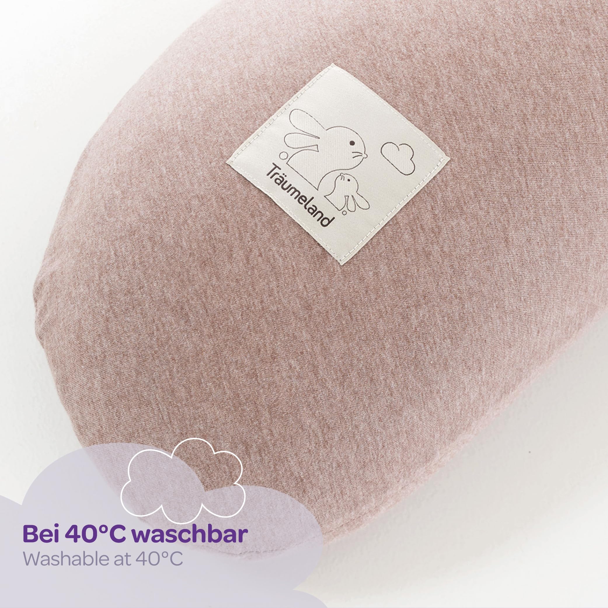 Träumeland Housse de Rechange pour Coussin d'allaitement élastique - Convient pour Coussin d'allaitement de 180 cm - 100% Jersey de Coton - Douce, Respirante et Lavable