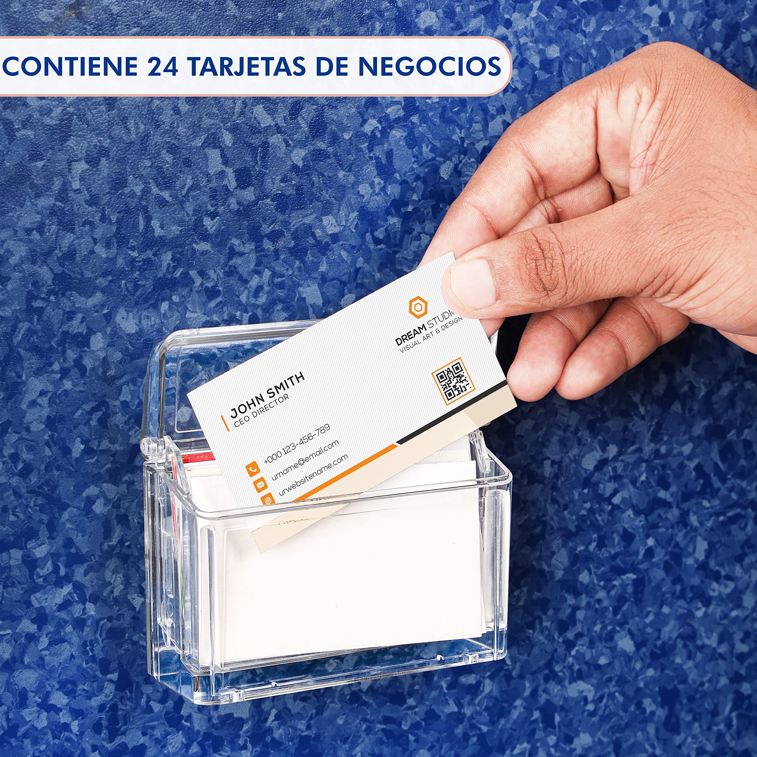 Kurtzy Tarjetero Tarjetas Visita de Acrílico Transparente - A10 x P3,4 x H7,3 cm - Tarjetero Expositor Metacrilato de Pared para Oficina o Paredes de Camiones - Tarjetero Plastico de un Nivel