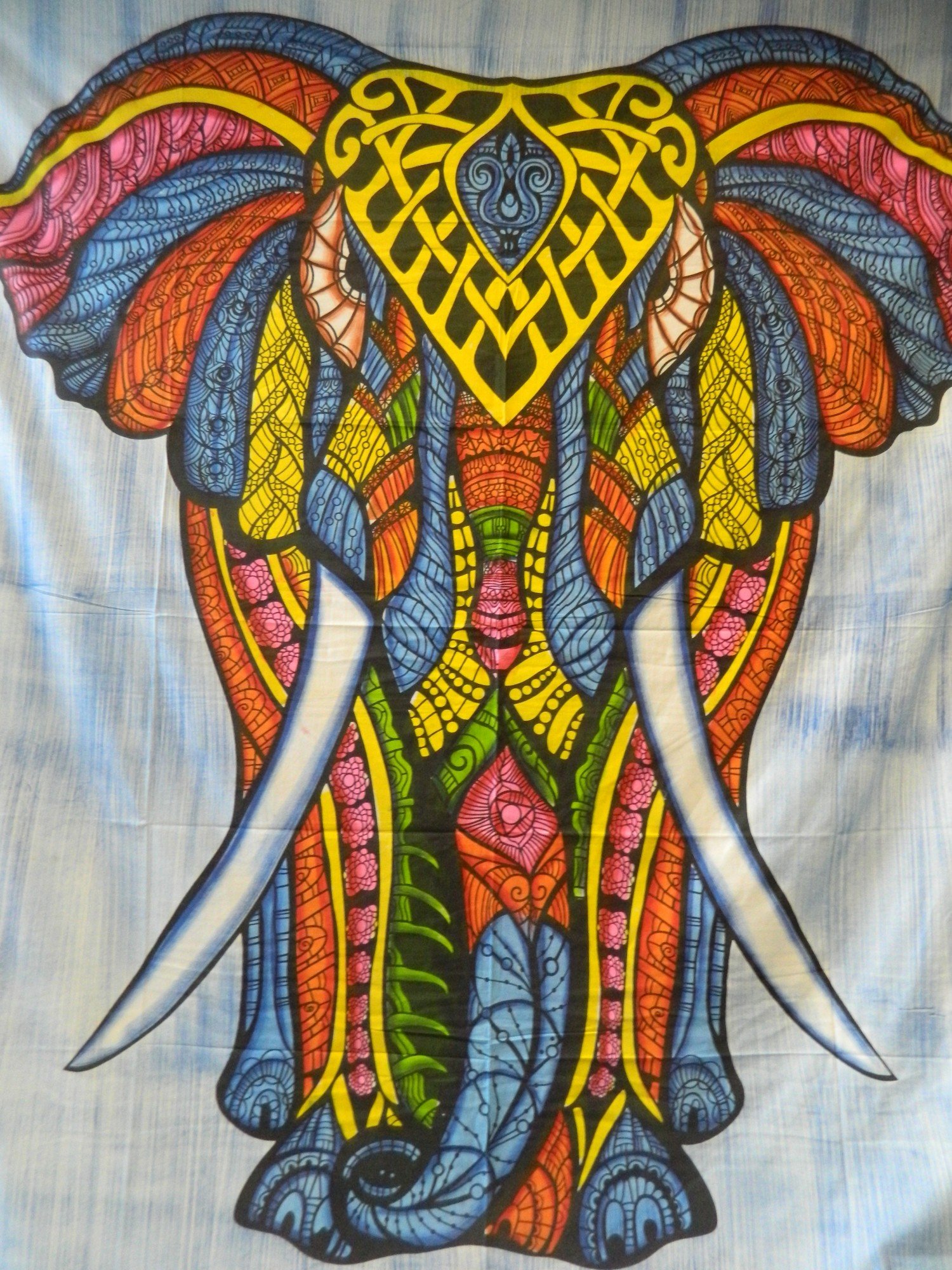 Couverture Indienne Tenture Éléphants 235x200cm - Coton Jeté De Lit Rideau