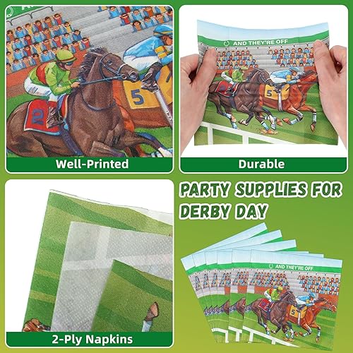 Miniatura 4 de Roshtia 192 piezas de suministros de fiesta Derby para decoración de fiesta de carreras de caballos, juego de vajilla para fiesta del día del Derby,