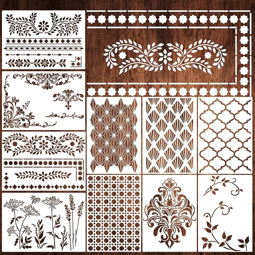 amazon-com-keluna-aztec-stencils-for-painting-12-pcs-boho-borders-pattern-stencils-for-painting-reusable-diy-stencils-for-painting-on-wood-canvas-wall-basic-aztec-tribal-stencils-template-for-painting