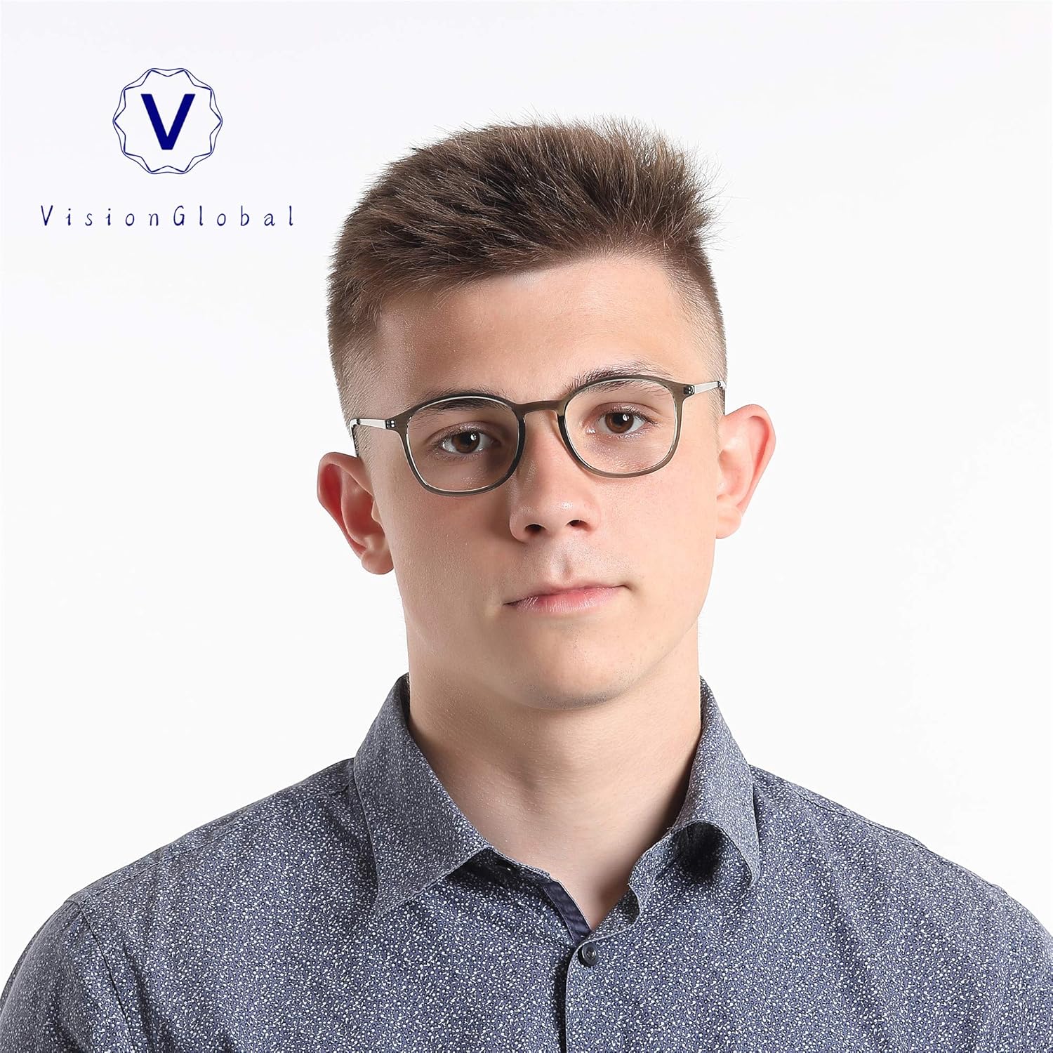 VisionGlobal Blue Light Blocking Glasses for Women/Men, Computer Reading, TV Glasses, Stylish Oval Frame,Anti Glare