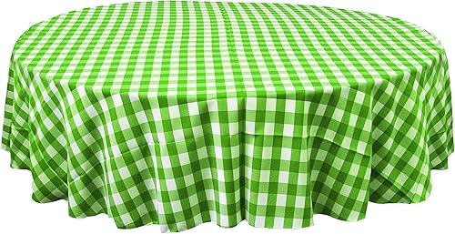 Miniatura 9 de Mantel LA Linen, redondo, a cuadros, polivinílico, 51 pulgadas.