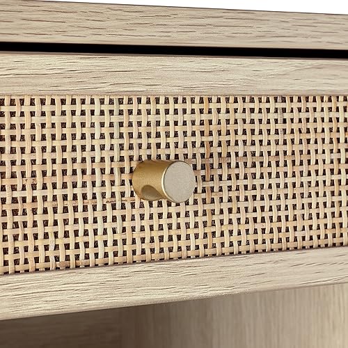 Miniatura 5 de Nathan James Jackson Moderna mesita de noche flotante con cajón, 1, roble claroratán