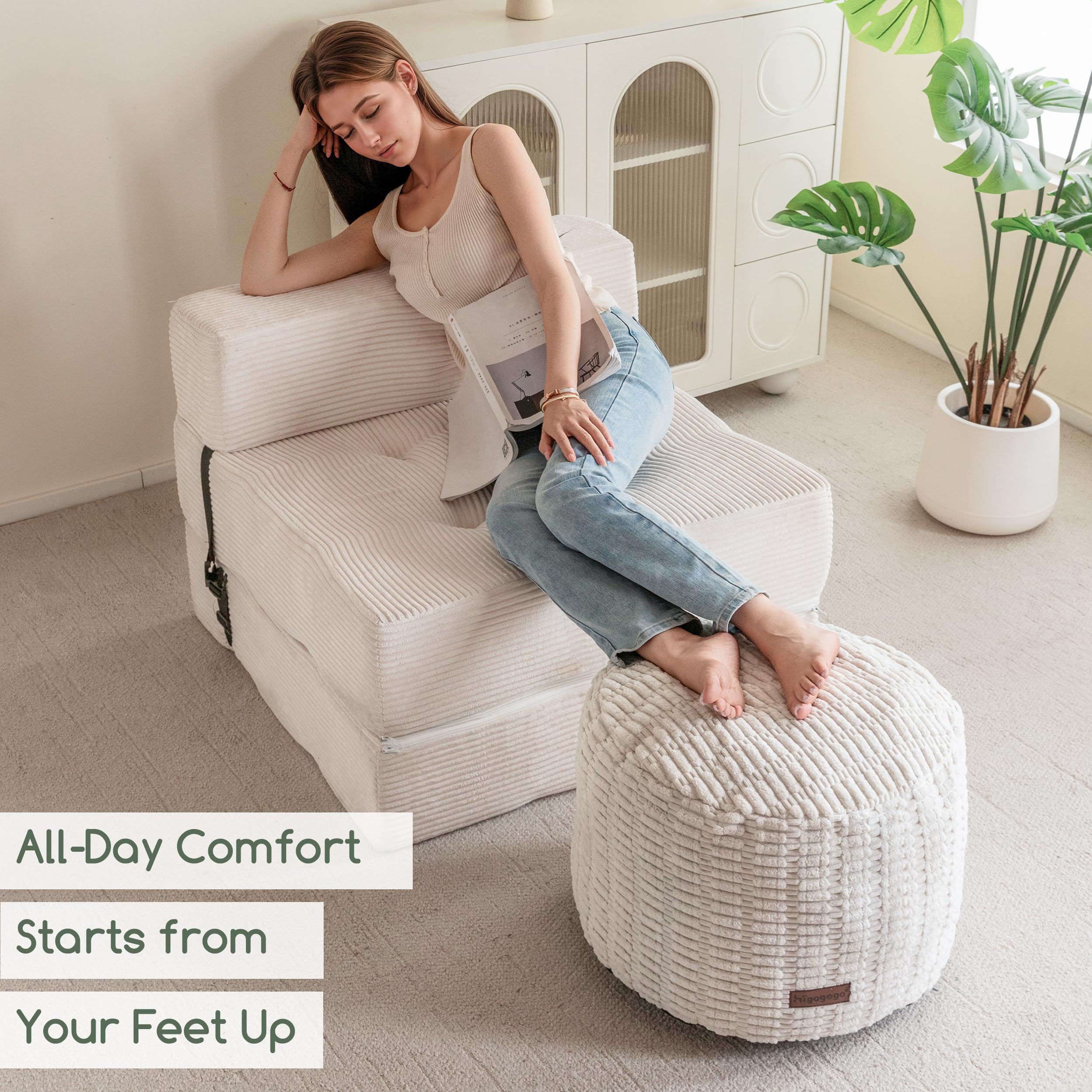 The Best Modern Ottoman Picks for 2026 2 HIGOGOGO Pouf Ottoman Stuffed Round Modern Foam Filled Foot Rest Poufs for Livin — product photo