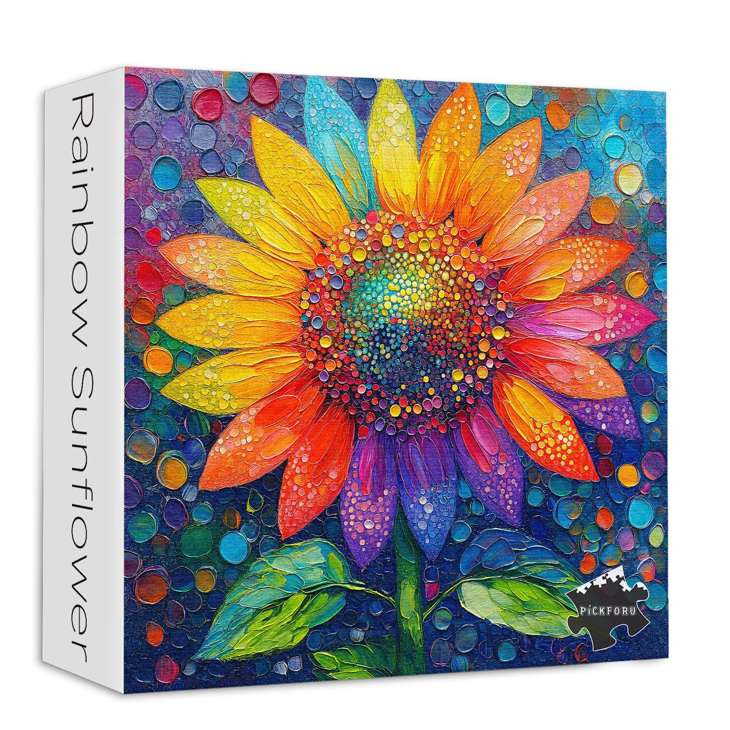 PICKFORU Sunflower Puzzles for Adults 1000 Pieces, Impossible Rainbow Flower Jigsaw Puzzles, Colorful Gradient Plant Puzzle 1000 Pieces as Wall Art