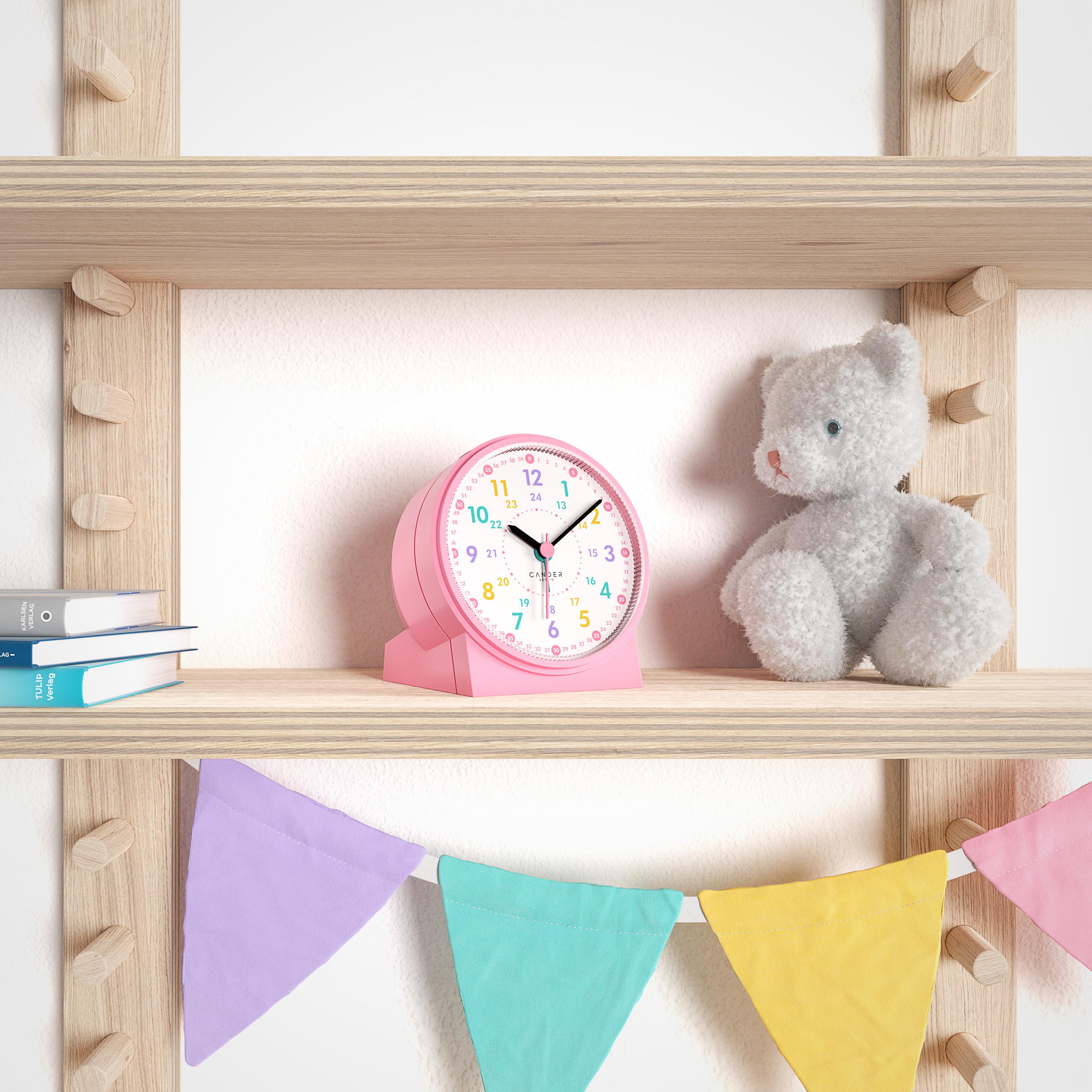 Cander Berlin MNU 1009 H - Reloj despertador infantil silencioso, silencioso, con luz y repetición, color rosa