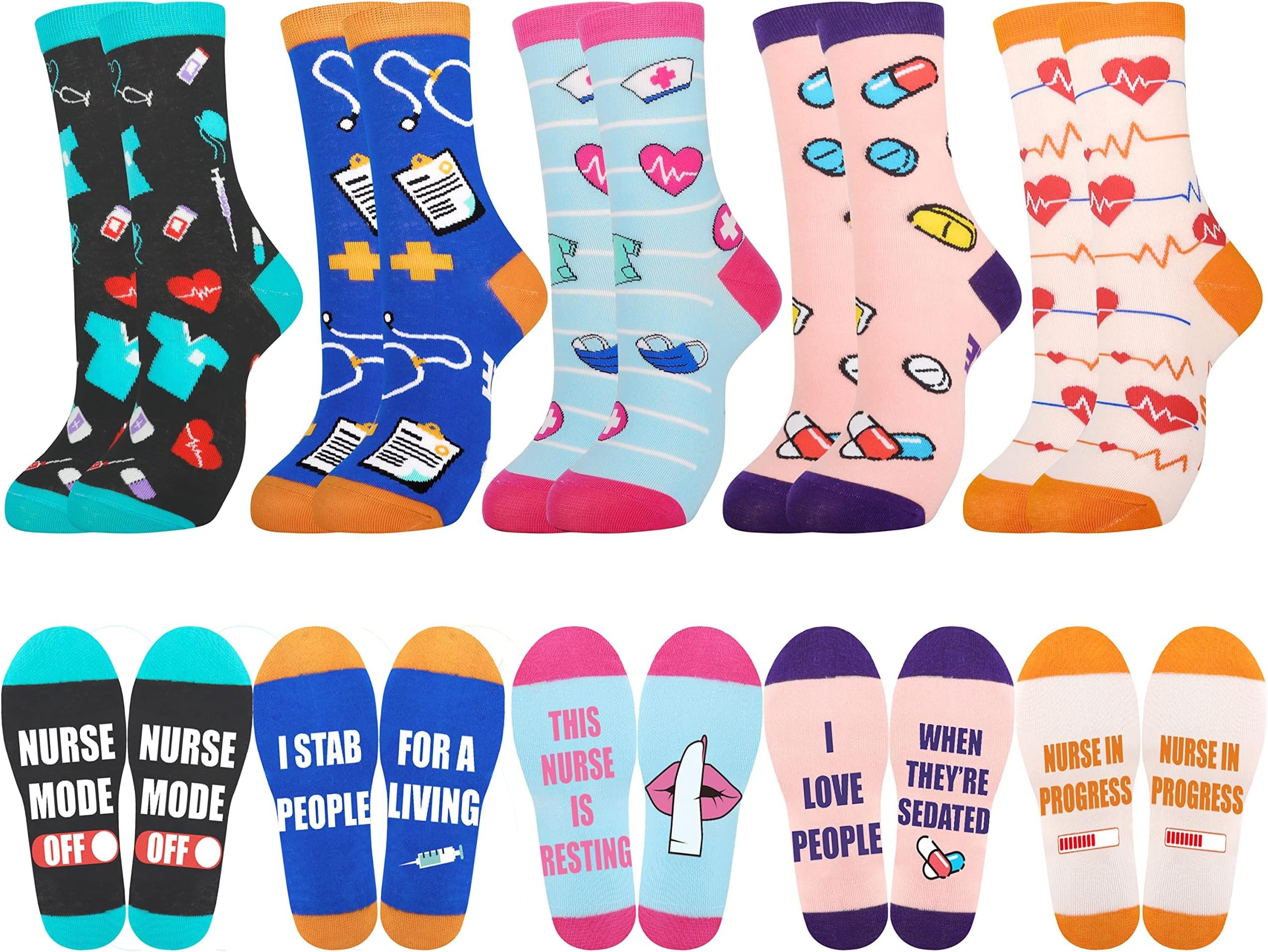 Belloxis Nurse Gifts for Wome 5 Pairs Nurse Socks