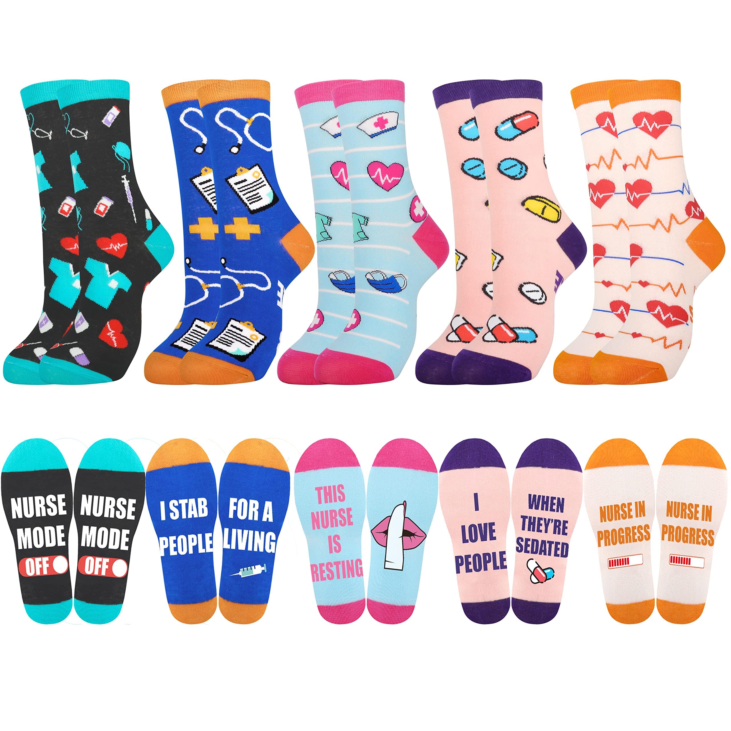Belloxis Nurse Gifts for Wome 5 Pairs Nurse Socks