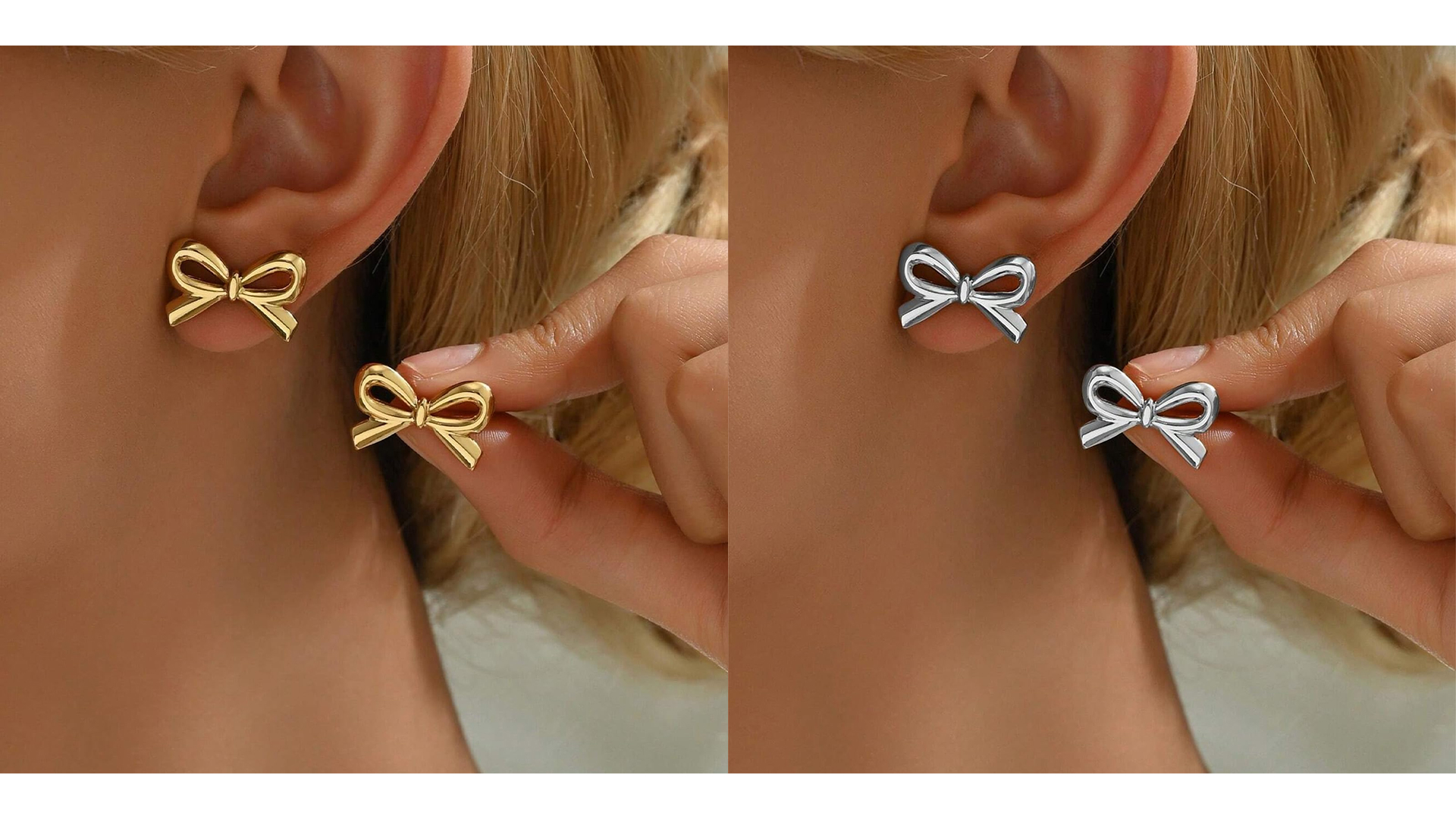 Boucles D'oreilles Nœud Plaquées Or 18K Avec CZ – 15 Mm, Fermoir Papillon, Neuf Sans Boîte