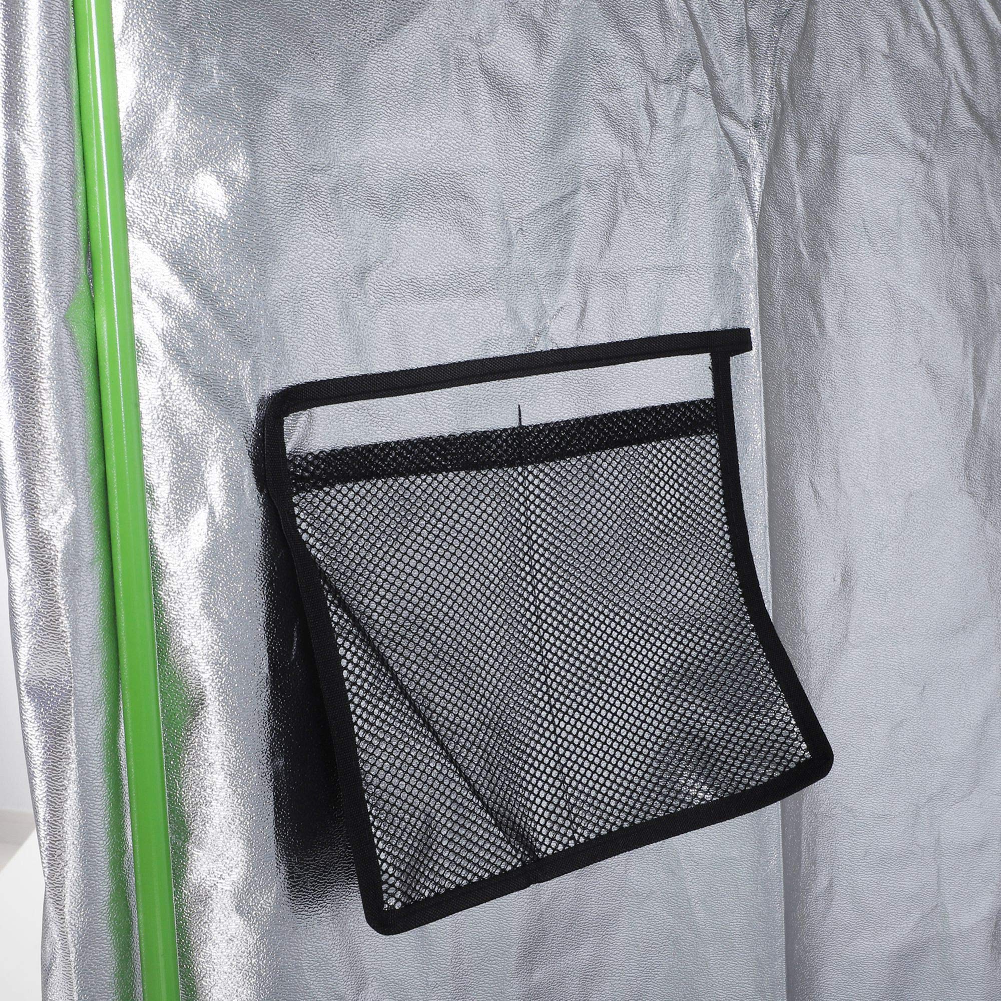 Outsunny Tenda Idroponica in Oxford 600D con 5 Prese d'Aria Regolabili e Finestra, Serra Idroponica per Coltivazione con Foro per Cavi da Interno, 80x80x160 cm, Nero