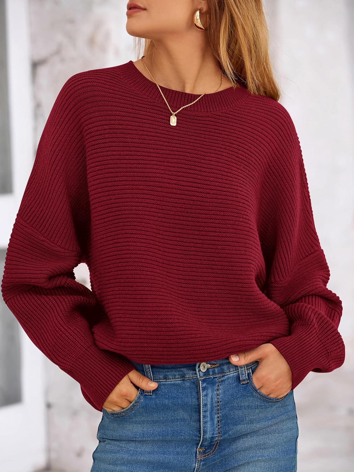 PRETTYGARDEN Womens Sweaters Fall 2025 Lantern Long Sleeve Oversized Sweater Casual Crewneck Chunky Knit Ribbed Pullover Tops - Image 5
