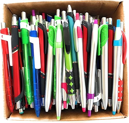 200 bolígrafos de tinta – Mezcla de plástico, retráctil, tapa y lápiz táctil de punta suave – Mayorista a granel