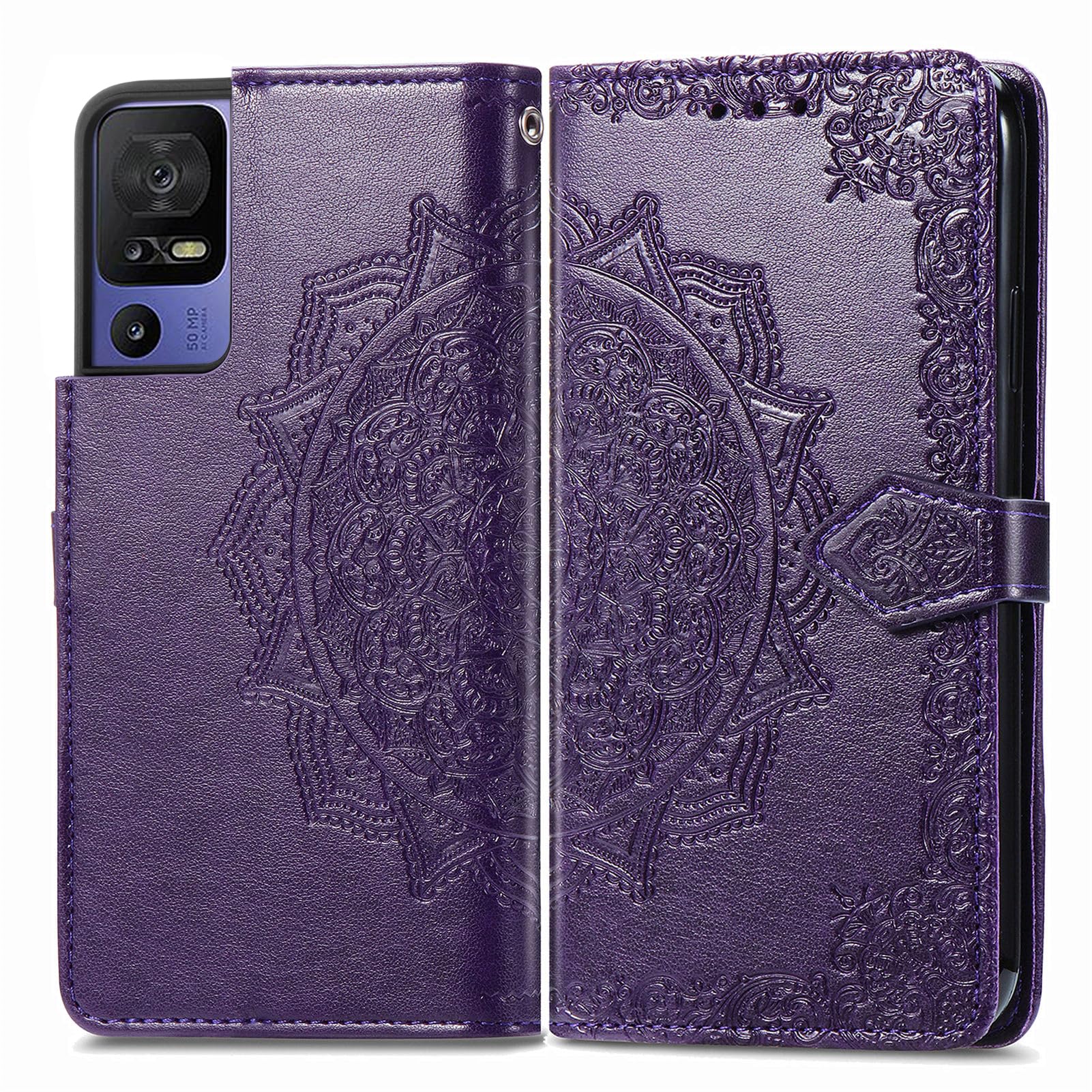 JIUNINE Cover per TCL 40SE, Custodia Libro in Pelle Portafoglio Case Flip Antiurto con Disegni di Farfalla [Porta Carte] [Magnetica] [Interno TPU] per TCL 40 SE, Viola
