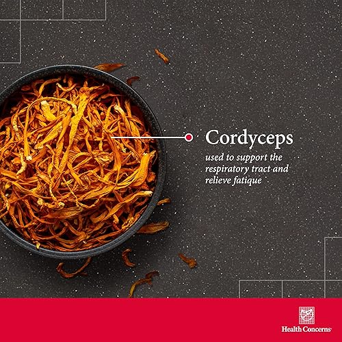 Miniatura 3 de Health Concerns Cordyceps PS  Suplemento de apoyo pulmonar y salud respiratoria  Cuerpo fructífero de hongos para la función inmunológica, salud del