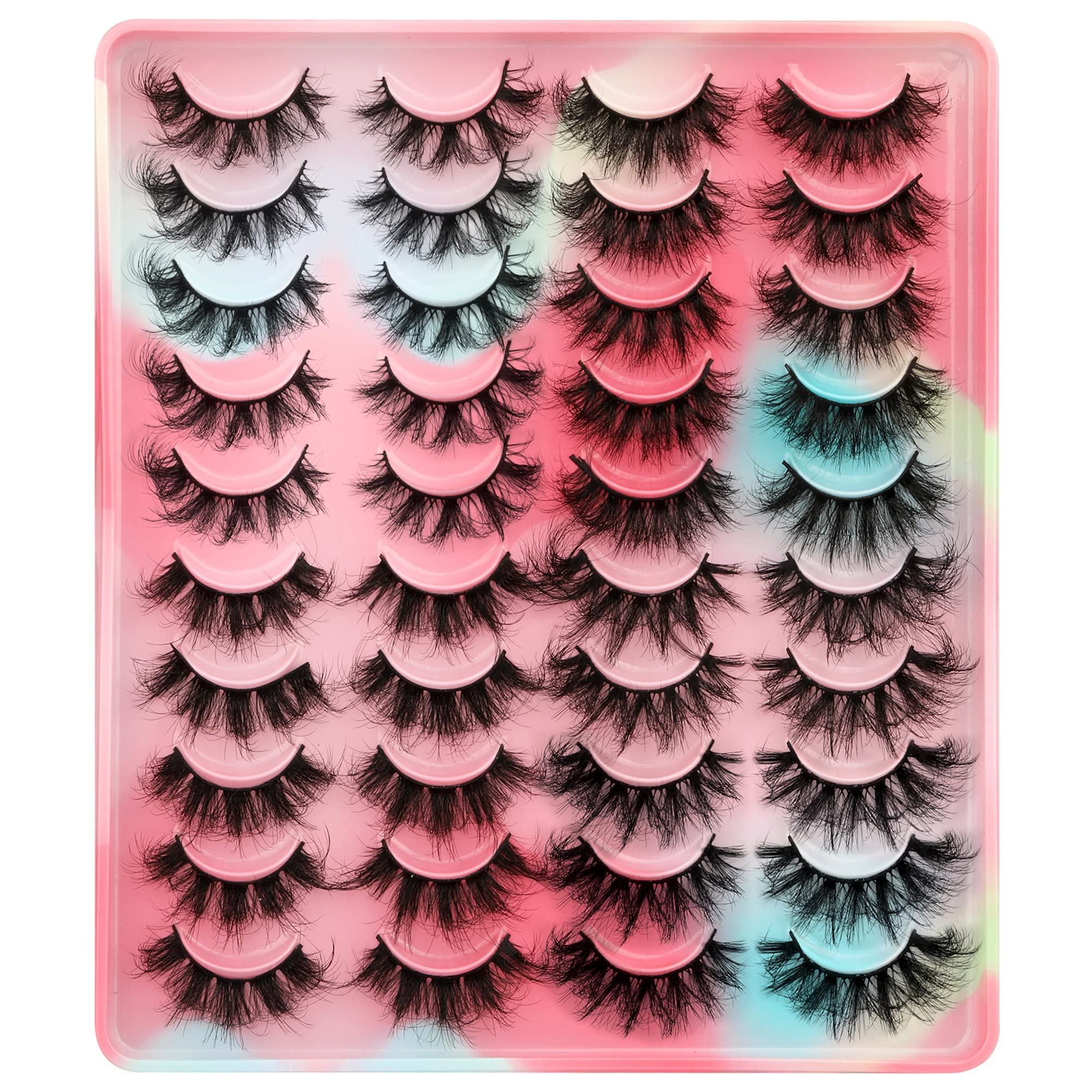 MAKINGTEC Lashes Mink Fluffy False Eyelashes 20MM Long Dramatic Fake Eye Lashes 5D Wispy Eyelashes Russian Strip Lashes Multipack 20 Pairs