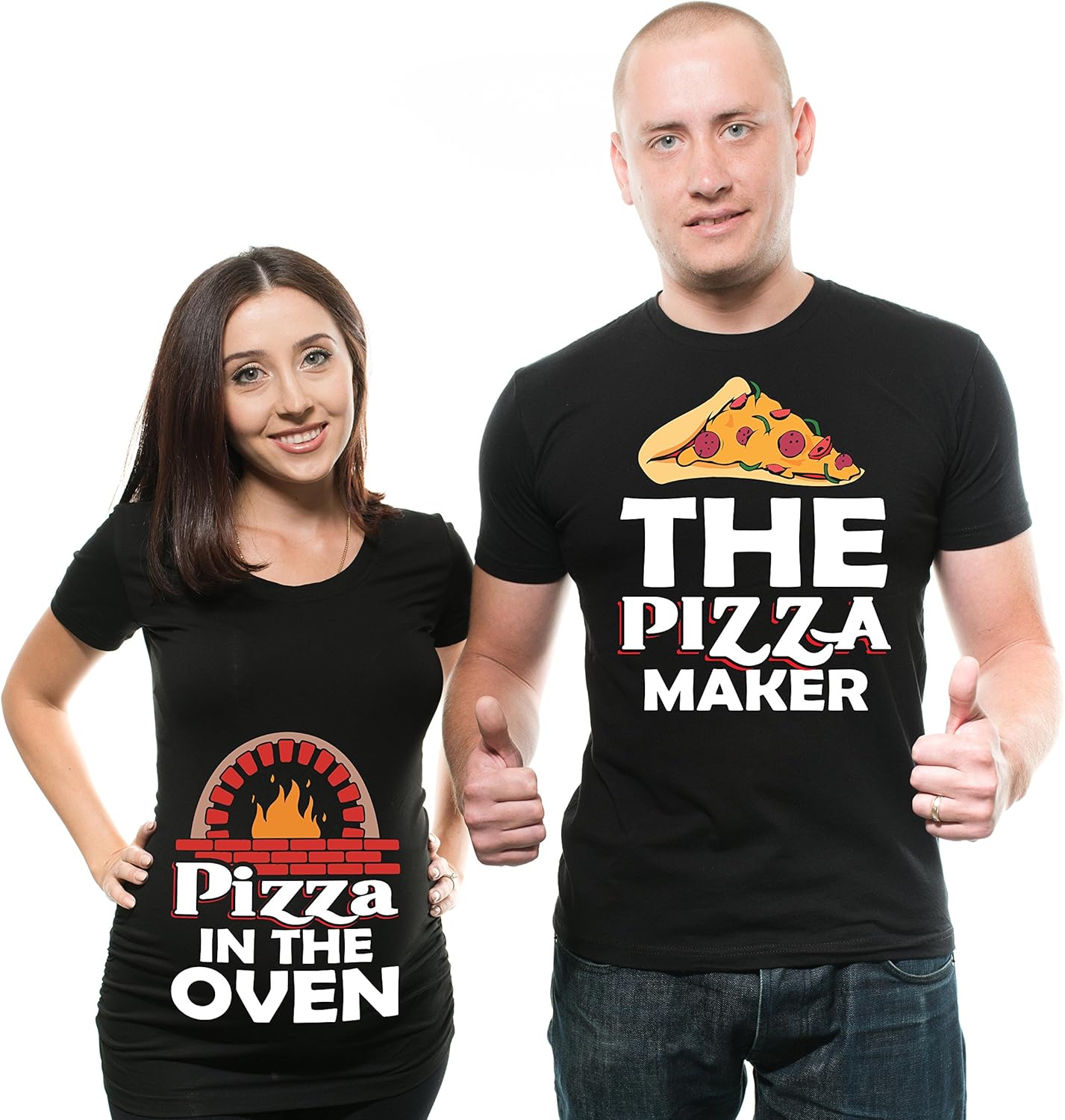 Pizza Maker Pizza in The Oven Funny Couple Matching Shirts Maternity Tee Shirt Pregnancy