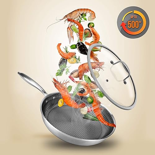 Miniatura 3 de NutriChef Sartén de acero inoxidable de 10 pulgadas  Sartén triple de cocina con grabado DAKIN revestimiento antiadherente, resistente a los