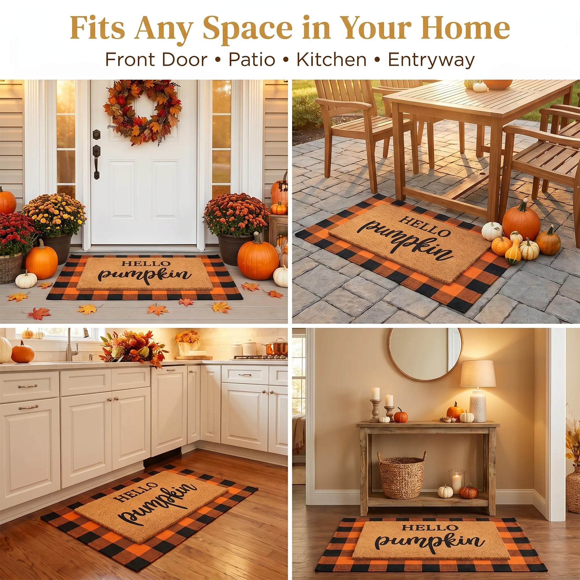 Fall Door Mat Set - Coco Coir & Plaid Rug -5 Fall Door Mat Set - Coco Coir & Plaid Rug -5