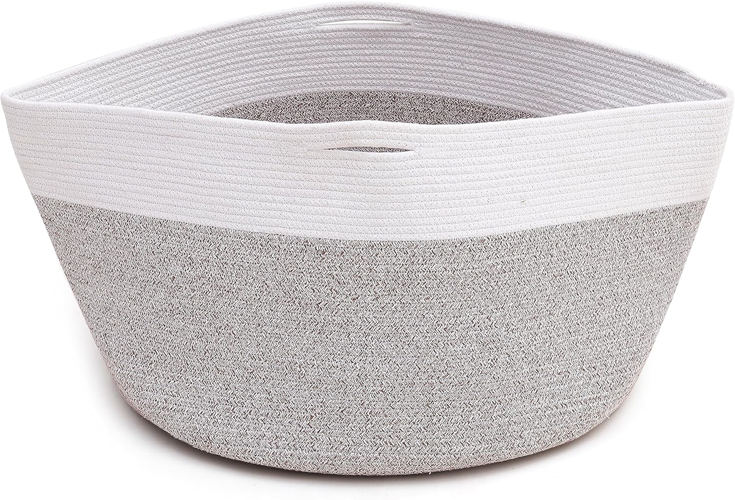 XXXLarge Cotton Rope Basket 32"x13.5" - Woven Laundry Blanket & Basket with Handle - Storage for Comforter, Cushions, Thread & Laundry - Stylish and Durable Organize grey