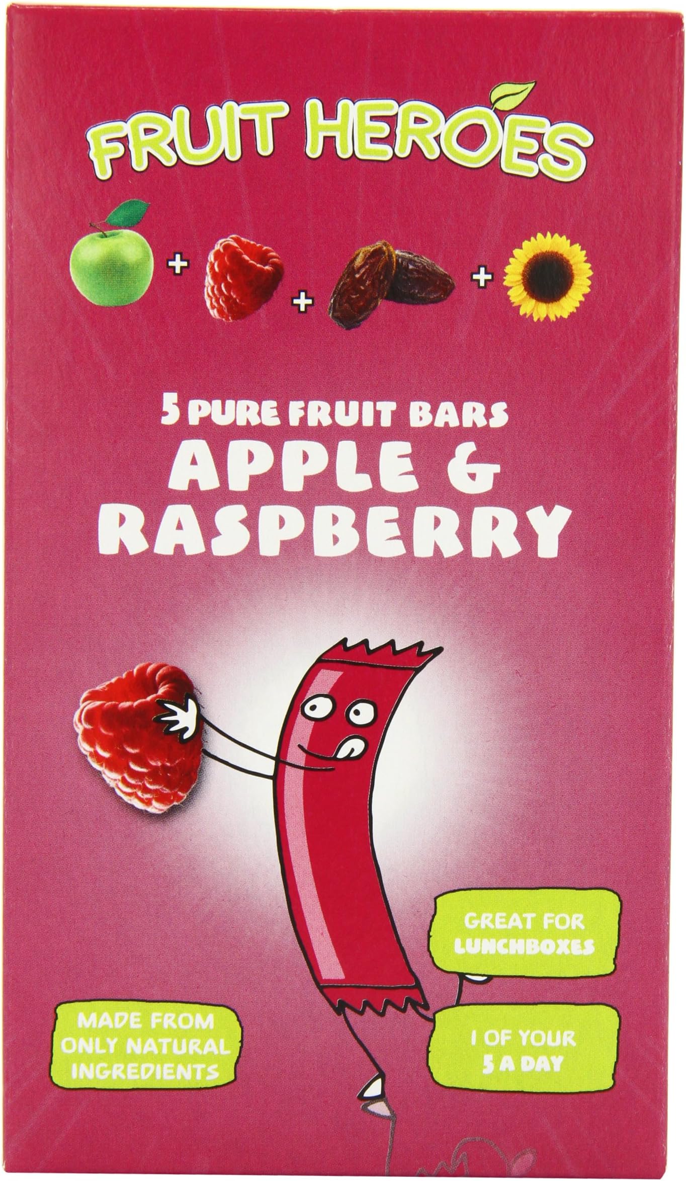 Fruit Heroes Apple Raspberry Fruit Bar Multipack 20 g (Pack of 3, Total 15 Bars)