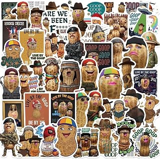Funny Goop Peanut Meme Stickers, Cartoon Burnt Peanuts Man Decals 50PCS | Cool Trendy Vinyl Waterproof Sticker Pack for Laptop Water Bottle Skateboard Car Bumper, Gifts for Teens Adults