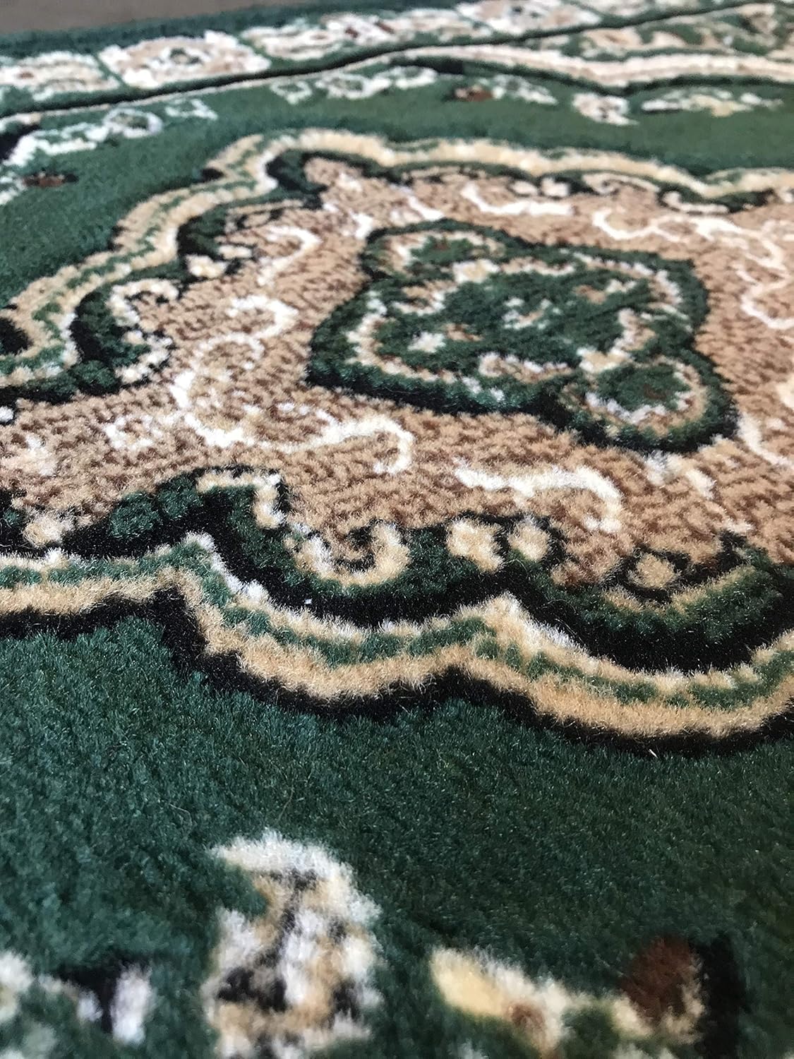 emirates Traditional Door Mat Rug Hunter Dark Green Brown Black Beige Design 520 (2 Feet X 3 Feet)