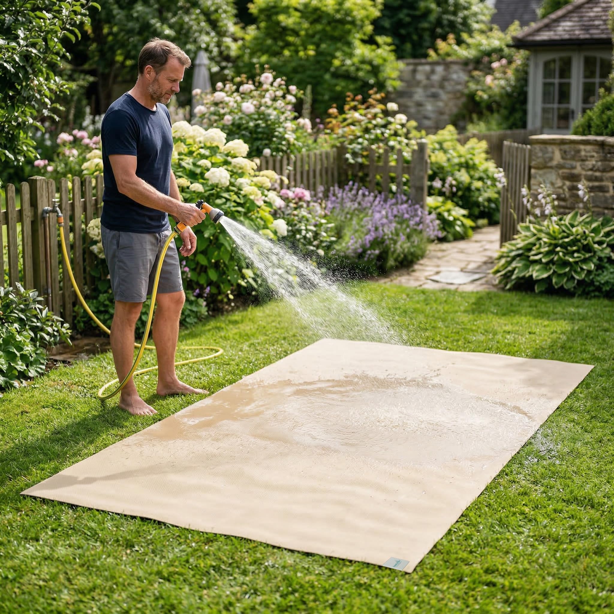 Outdoor Krabbelmatte SanoSoft "made in Germany" - Öko-Tex 100-160x240 cm Sand/Beige