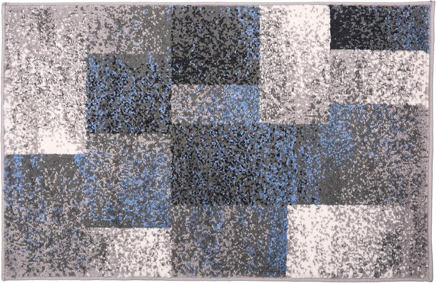 Rugshop Modern Distressed Boxes Area Rug 2' x 3' Blue