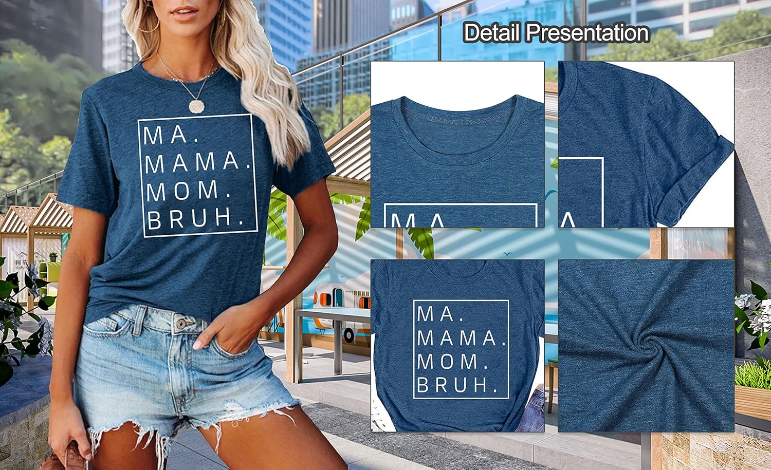 Ma Mama Mom Bruh Shirts for Women Mama Letter Print Graphic T Shirts Shirts Tee Tops - Image 5